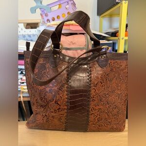 Coldwater Creek faux tooled leather tote